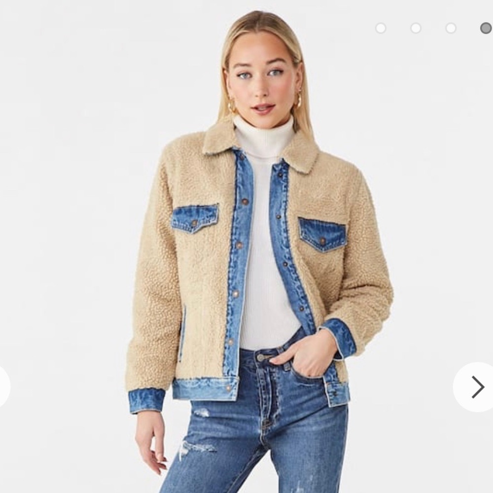 NWT Forever 21 Reversible Shearling Denim Jacket